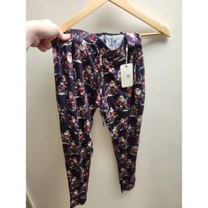 Bums Roses Womens Pajama Pants XS Santa Motorcycle Print Sleepwear Loungewear